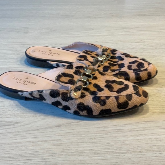 Kate Spade Cece Too Calf Hair Leopard Print Mules Brown Black - Size 7 Medium - Picture 2 of 16